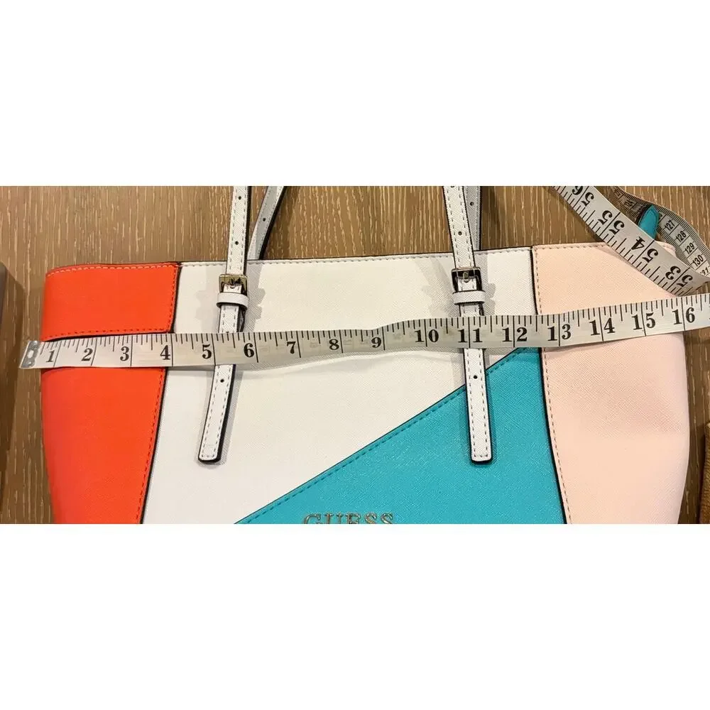 Guess Womens Retro Block Ajustable Strap Purse Delaney‎ Tote Bag